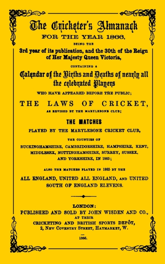 Бумажная книга «Wisden Cricketers' Almanack 1866» - фото №1