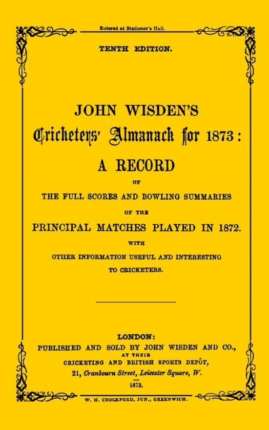 Бумажная книга «Wisden Cricketers' Almanack 1873» - фото №1