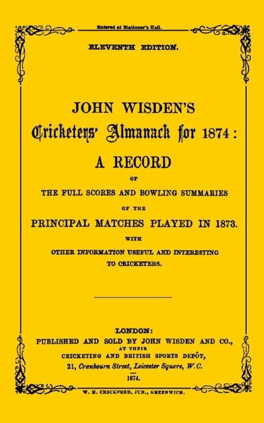 Бумажная книга «Wisden Cricketers' Almanack 1874» - фото №1