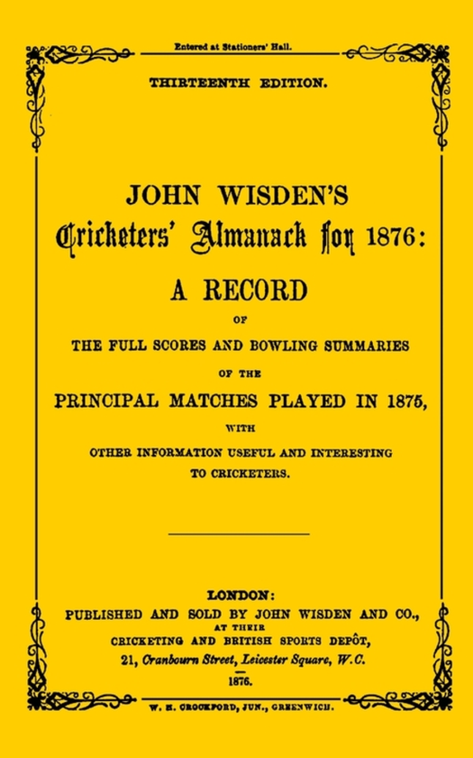 Бумажная книга «Wisden Cricketers' Almanack 1876» - фото №1