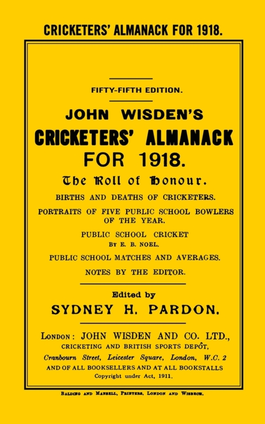 Бумажная книга «Wisden Cricketers' Almanack 1918» - фото №1