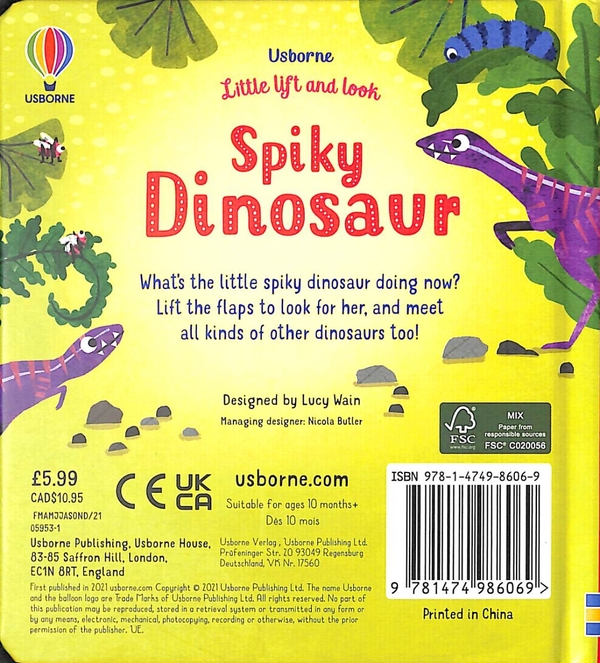 Бумажная книга «Little Lift and Look Spiky Dinosaur», автор Анна Милборн - фото №1