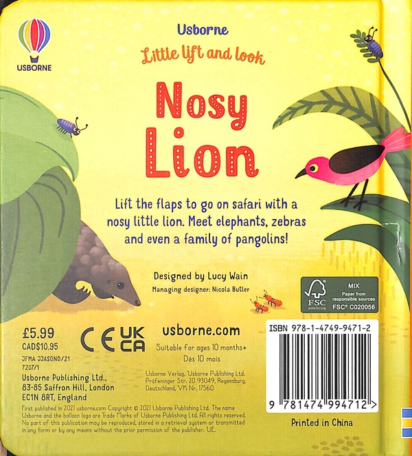 Бумажная книга «Little Lift and Look Nosy Lion», автор Анна Милборн - фото №1