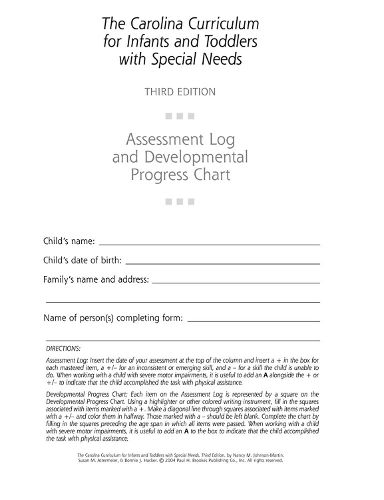 Бумажная книга «Assessment Log and Developmental Progress Charts for Infants and Toddlers (CCITSN)», авторов Бонни Хакер, Нэнси Джонсон-Мартин, Сьюзен М. Аттермайер - фото №1
