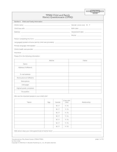 Бумажная книга «Transdisciplinary Play-based Assessment and Intervention (TPBA/I 2) Child and Program Summary Forms», автор Тони В. Линдер - фото №1