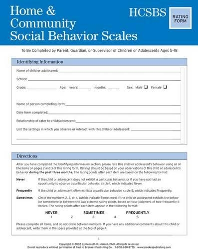 Паперова книга «Home and Community Social Behavior Scales (HCSBS-2)  Rating Scales», авторів Кеннет Меррелл, Пол Кальдарелла - фото №1