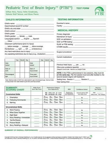 Бумажная книга «Pediatric Test of Brain Injury: Test Forms (Pack of 10)», авторов Елена Плант, Джиллиан Хотц, Нэнси Хелм-Эстабрукс, Никола Нельсон - фото №1