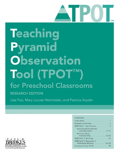 Паперова книга «Teaching Pyramid Observation Tool (TPOT™) for Preschool Classrooms», авторів Ліза К. Фокс, Мері Луїза Хемметер, Патриція Снайдер - фото №1
