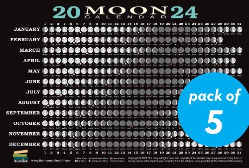 Бумажная книга «2024 Moon Calendar Card (5 pack): Lunar Phases, Eclipses, and More!», автор Ким Лонг - фото №1