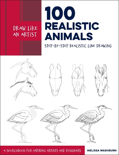 Паперова книга «Draw Like an Artist: 100 Realistic Animals: Step-by-Step Realistic Line Drawing  **A Sourcebook for Aspiring Artists and Designers», автор Мелісса Вошберн - фото №1