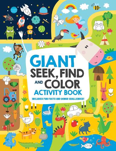 Паперова книга «Giant Seek, Find and Color Activity Book: Includes Fun Facts and Bonus Challenges!», автор Clorophyl Editions - фото №1