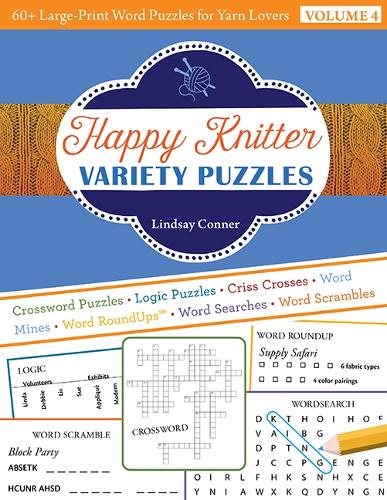 Паперова книга «Happy Knitter Variety Puzzles, Volume 4: 60+ Large-Print Word Puzzles for Yarn Lovers», автор Ліндсі Коннер - фото №1