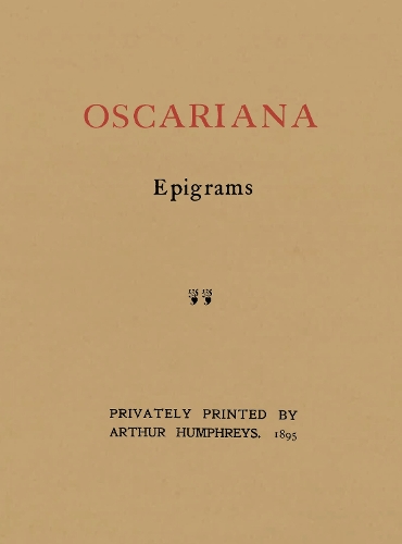 Бумажная книга «Oscariana: Epigrams» - фото №1