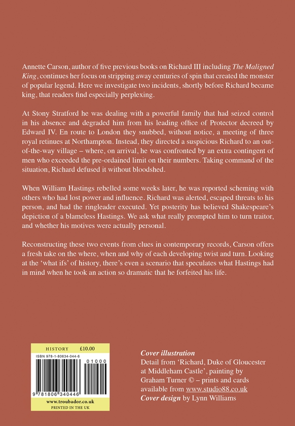 Бумажная книга «RICHARD III UNSPUN: The Mysterious Affair at Stony Stratford and The Trouble with Hastings», автор Аннет Карсон - фото №1
