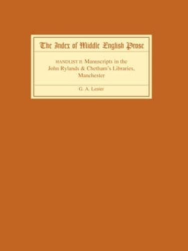 Бумажная книга «The Index of Middle English Prose Handlist II: Manuscripts in the John Rylands & Chetham's Libraries, Manchester», автор Г. А. Лестер - фото №1