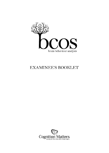 Паперова книга «BCoS Cognitive Screen: Examinee's Booklet (Pack of 15)», авторів Дана Самсон, Глін Хамфріс, Джейн Ріддок, Вай-Лінг Бікертон - фото №1