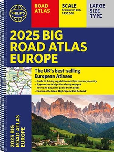 Бумажная книга «2025 Philip's Big Road Atlas of Europe: (A3 Spiral Binding)» - фото №1