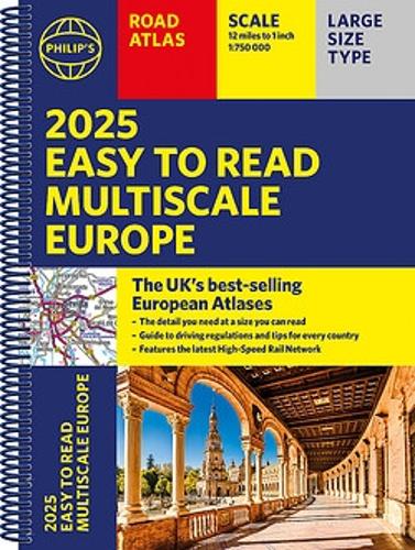 Паперова книга «2025 Philip's Easy to Read Multiscale Road Atlas Europe: (A4 Spiral binding)» - фото №1