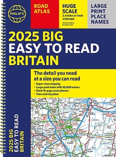 Бумажная книга «2025 Philip's Big Easy to Read Britain Road Atlas: (A3 Spiral Binding)» - фото №1