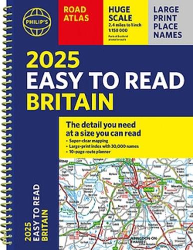 Бумажная книга «2025 Philip's Easy to Read Road Atlas of Britain: (A4 Spiral binding)» - фото №1