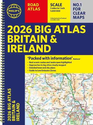 Бумажная книга «2026 Philip's Big Road Atlas of Britain & Ireland: (A3 Spiral Bound)», автор Philip's Maps - фото №1