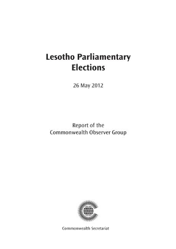 Паперова книга «Lesotho Parliamentary Elections, 26 May 2012», автор Commonwealth Observer Group - фото №1