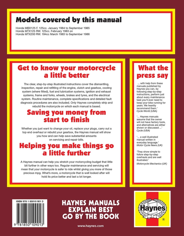 Бумажная книга «Honda MBX/MTX125 & MTX200 (83 - 93)», автор Haynes Publishing - фото №1