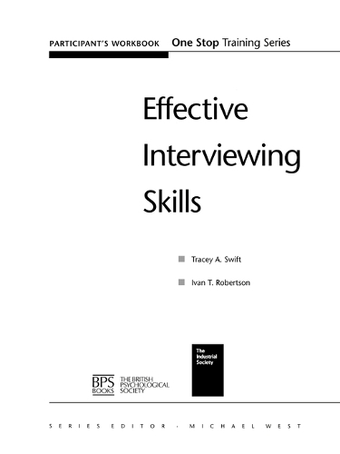 Паперова книга «Effective Interviewing Skills Participant Workbook», авторів Іван Т. Робертсон, Трейсі А. Свіфт - фото №1