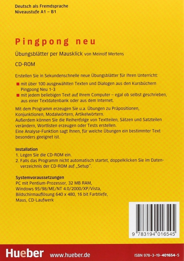 Паперова книга «Pingpong Neu. Ubungsblatter per Mausklick», автор Мейнольф Мертенс - фото №1