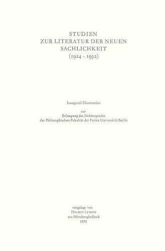 Бумажная книга «Studien zur Literatur der Neuen Sachlichkeit (1924–1932)», автор Хельмут Летен - фото №1