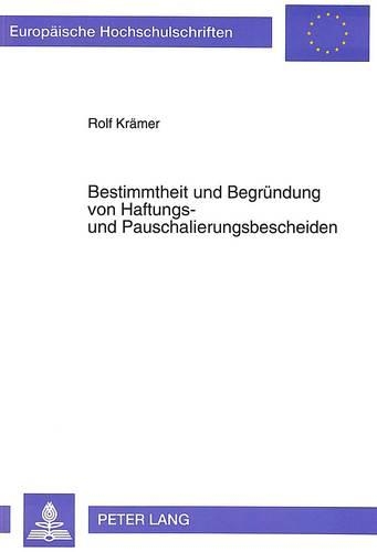 Паперова книга «Bestimmtheit Und Begruendung Von Haftungs- Und Pauschalierungsbescheiden», автор Рольф Крамер - фото №1