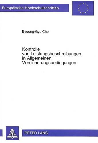 Паперова книга «Kontrolle Von Leistungsbeschreibungen in Allgemeinen Versicherungsbedingungen», автор Бьонг-Гю Чой - фото №1
