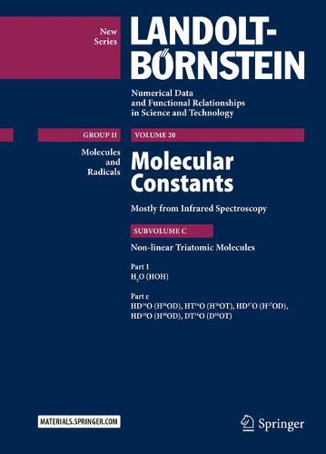 [object Object] «Molecular Constants Mostly from Infrared Spectroscopy: Non-linear Triatomic Molecules, Part 1: H2O (HOH), Part ε: HD16O (H16OD), HT16O (H16OT), HD17O (H17OD), HD18O (H18OD), DT16O (D16OT)», автор Н. Пікке - фото №1