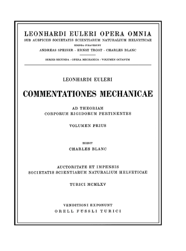 Паперова книга «Mechanica corporum solidorum 1st part», автор Леонгард Ейлер - фото №1