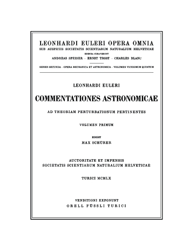 Паперова книга «Commentationes astronomicae ad theoriam perturbationum pertinentes 1st part», автор Леонгард Ейлер - фото №1