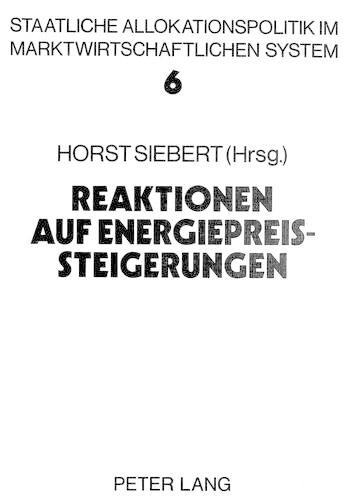 Паперова книга «Reaktionen Auf Energiepreissteigerungen», автор Хорст Зіберт - фото №1