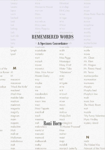 Бумажная книга «Roni Horn: Remembered Words: A Specimen Concordance», автор Рони Хорн - фото №1