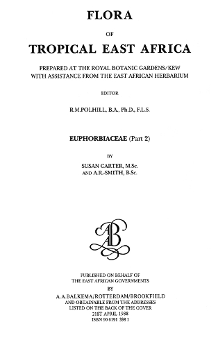 Бумажная книга «Flora of Tropical East Africa - Euphorbiac v2 (1988)», авторов А. П. Смит, Сьюзен Картер - фото №1