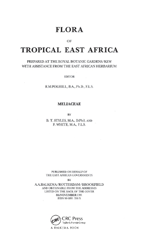 Бумажная книга «Flora of Tropical East Africa - Meliaceae (1991)», авторов Брайан Томас Стайлз, Фрэнк Уайт - фото №1