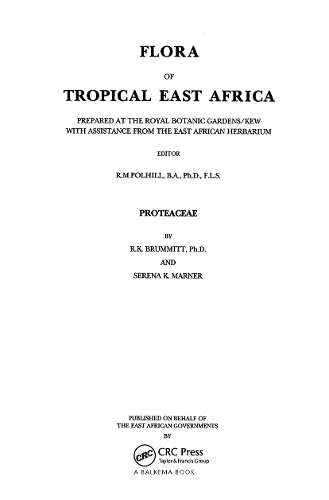 Паперова книга «Flora of Tropical East Africa - Proteaceae (1993)», авторів Р. К. Бруммітт, Серена К. Марнер - фото №1
