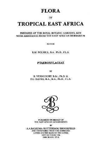 Бумажная книга «Flora of Tropical East Africa - Ptaeroxylaceae (1996)», автор Бернард Вердкорт - фото №1