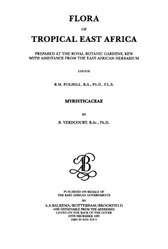 Бумажная книга «Flora of Tropical East Africa - Myristicaceae (1997)», автор Бернард Вердкорт - фото №1