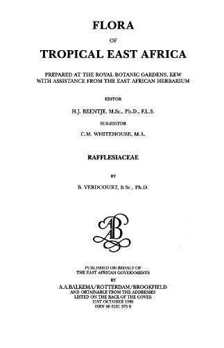 Бумажная книга «Flora of Tropical East Africa - Rafflesiaceae (1998)», автор Бернард Вердкорт - фото №1