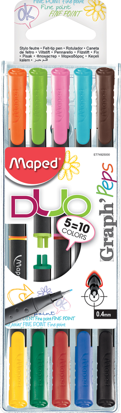  «Набір лайнерів Maped Graph Peps Duo 5 шт 10 кольорів (MP.749250)», бренду Maped - фото №1