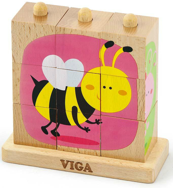  «Пазл-пирамидка Viga Toys Насекомые (50158)», бренда Viga Toys - фото №1