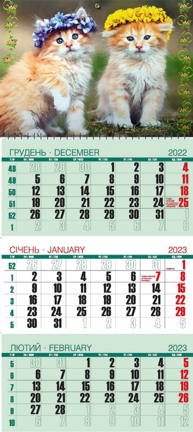Календар Квартальний на 2023 Кошенята