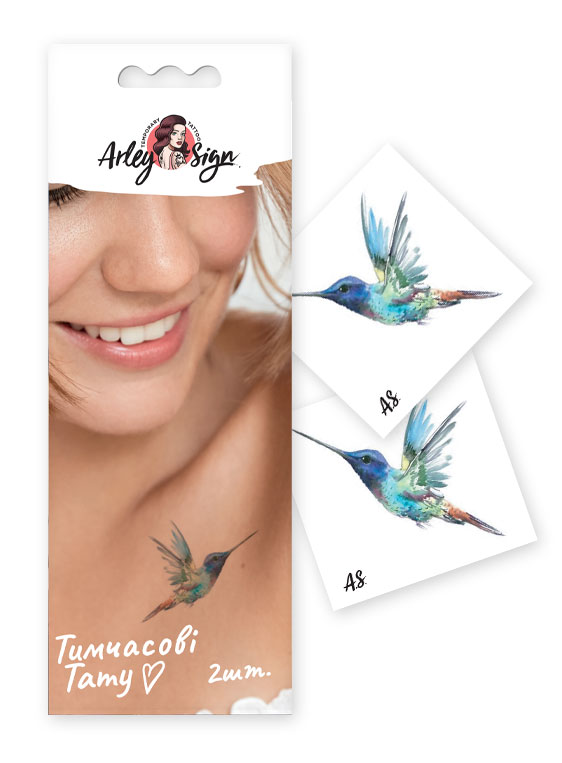 «Тимчасові тату Arley Sign Колібрі в польоті (8032-1)», бренда Arley Sign - фото №1