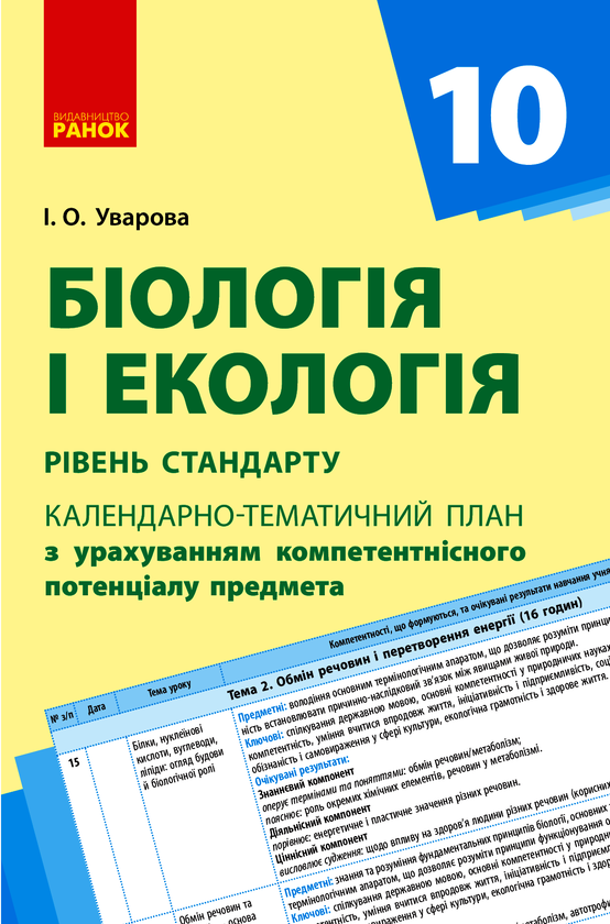 Біологія. 10 клас. Календарно-тематичний план
