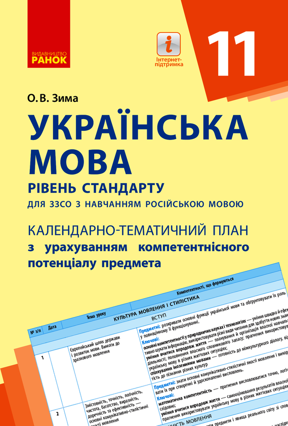 Українська мова. Рівень стандарту. 11 клас. Календарно-тематичний...