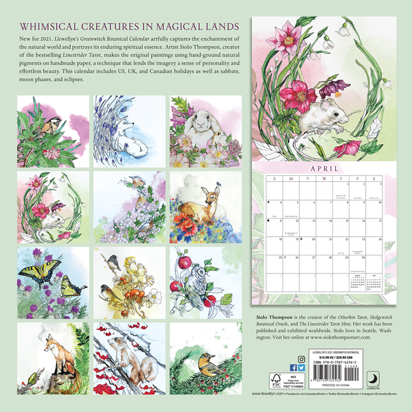 Бумажная книга «Llewellyn's 2021 Greenwitch Botanical Calendar», автор Сиоло Томпсон - фото №1